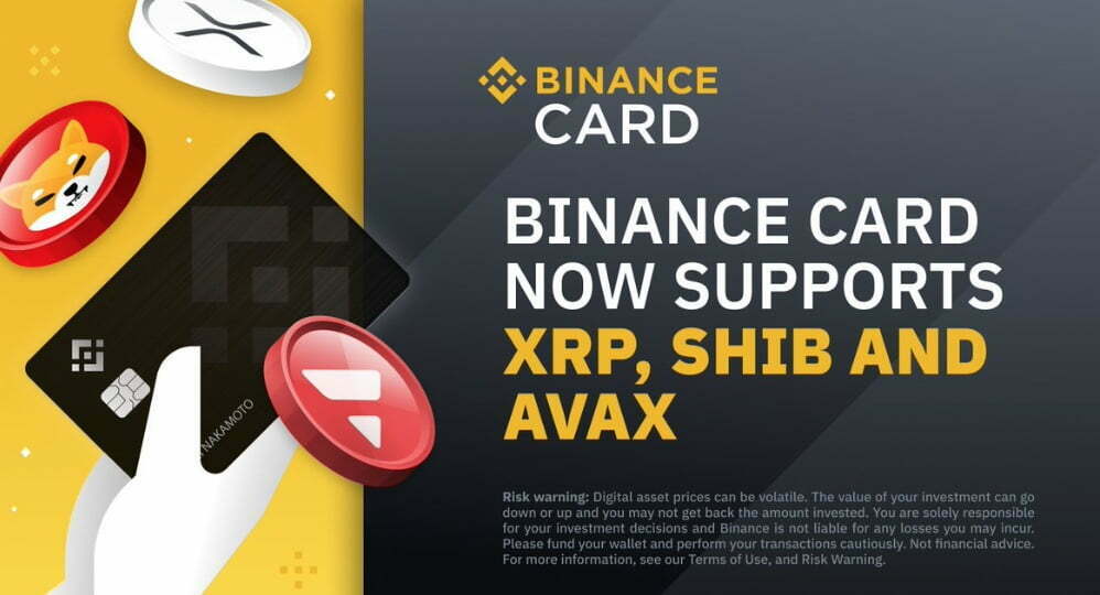 Binance Card додала підтримку токенів XRP, AVAX та Shiba Inu